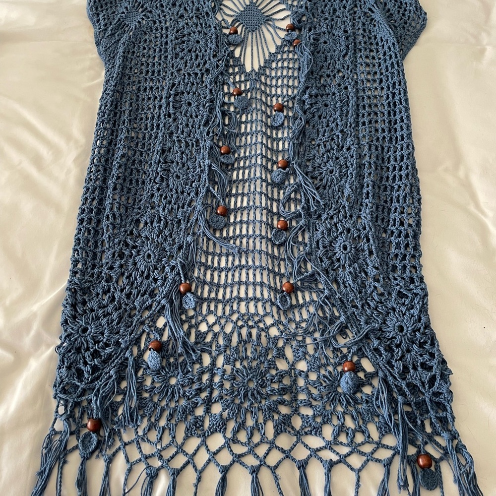 Rad blue crochet duster - super cool!